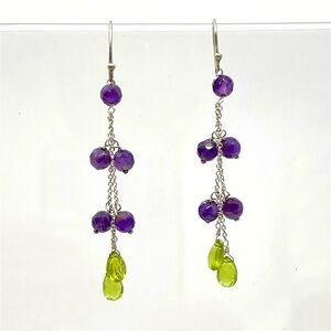 sterling silver amethyst & peridot earrings